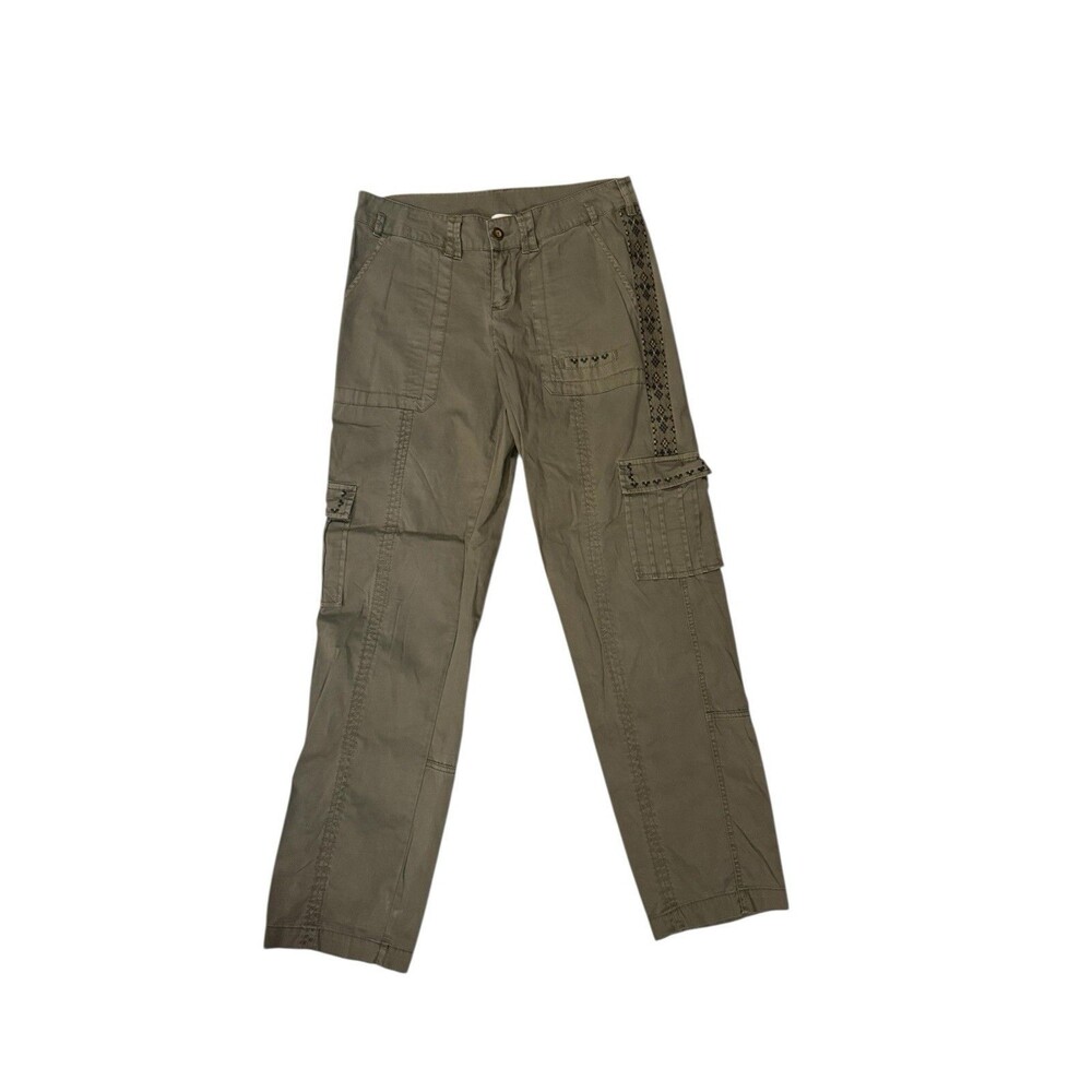 Sundance Women's Sz 4‎ Army Green Cargo Pants Embroidered Detail